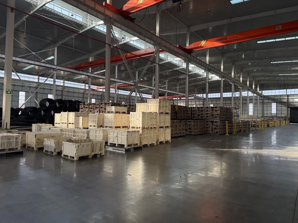 Warehouse with packed wooden crates